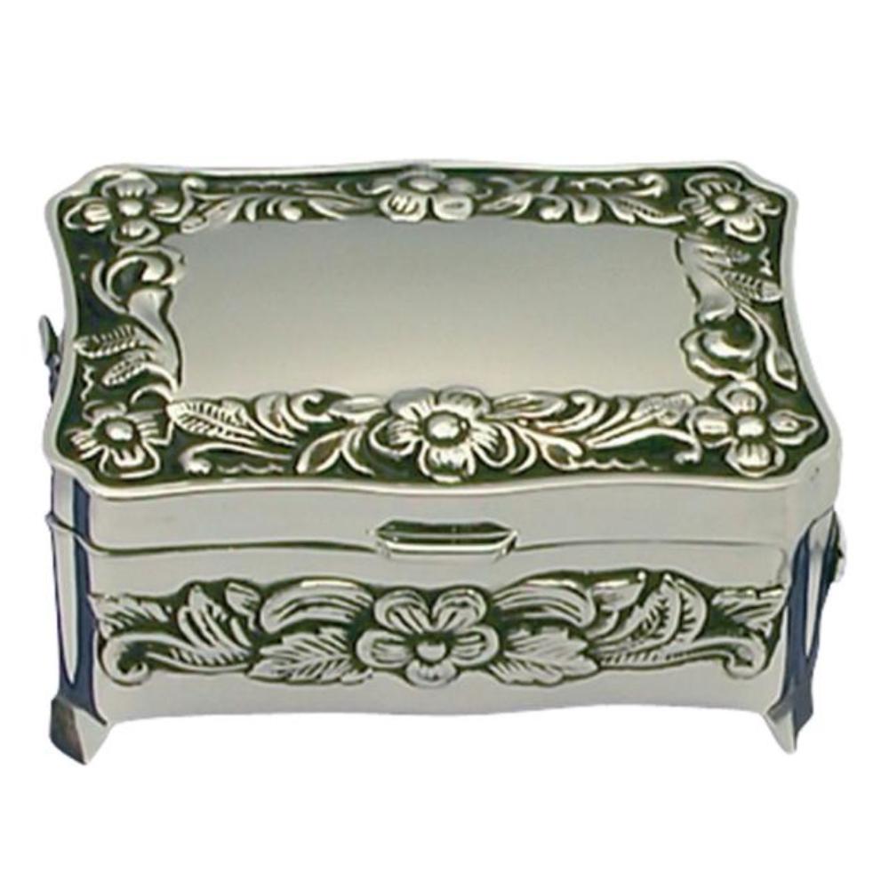 Forkromet smykkeskrin m. blomster 154-83493