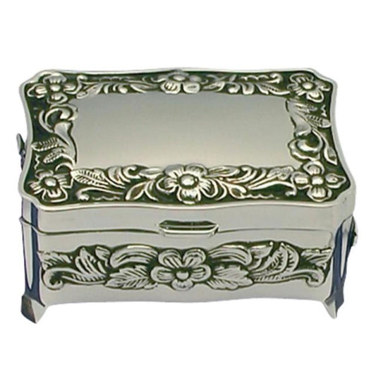 Forkromet smykkeskrin m. blomster   154-83493