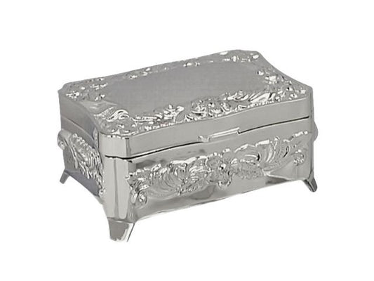Forkromet smykkeskrin m. blomster  154-83494