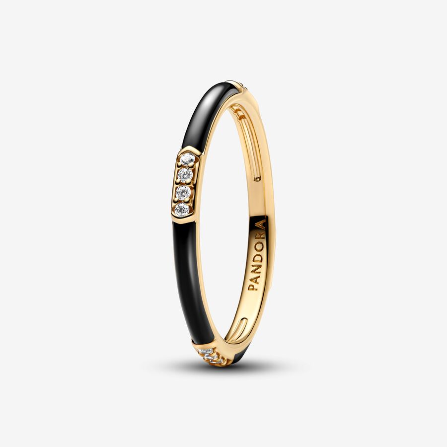 Pandora Sort Emalje & Sten ring