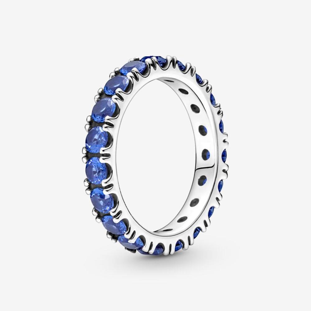 Panora Sølv Ring m. Prinsess blue crystal