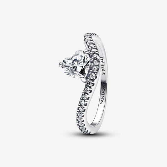 Pandora Bølget Pavéhjerte Ring