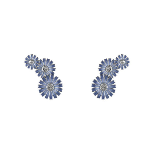 Georg Jensen Daisy 3 Flower Layered Earring Blue, RH