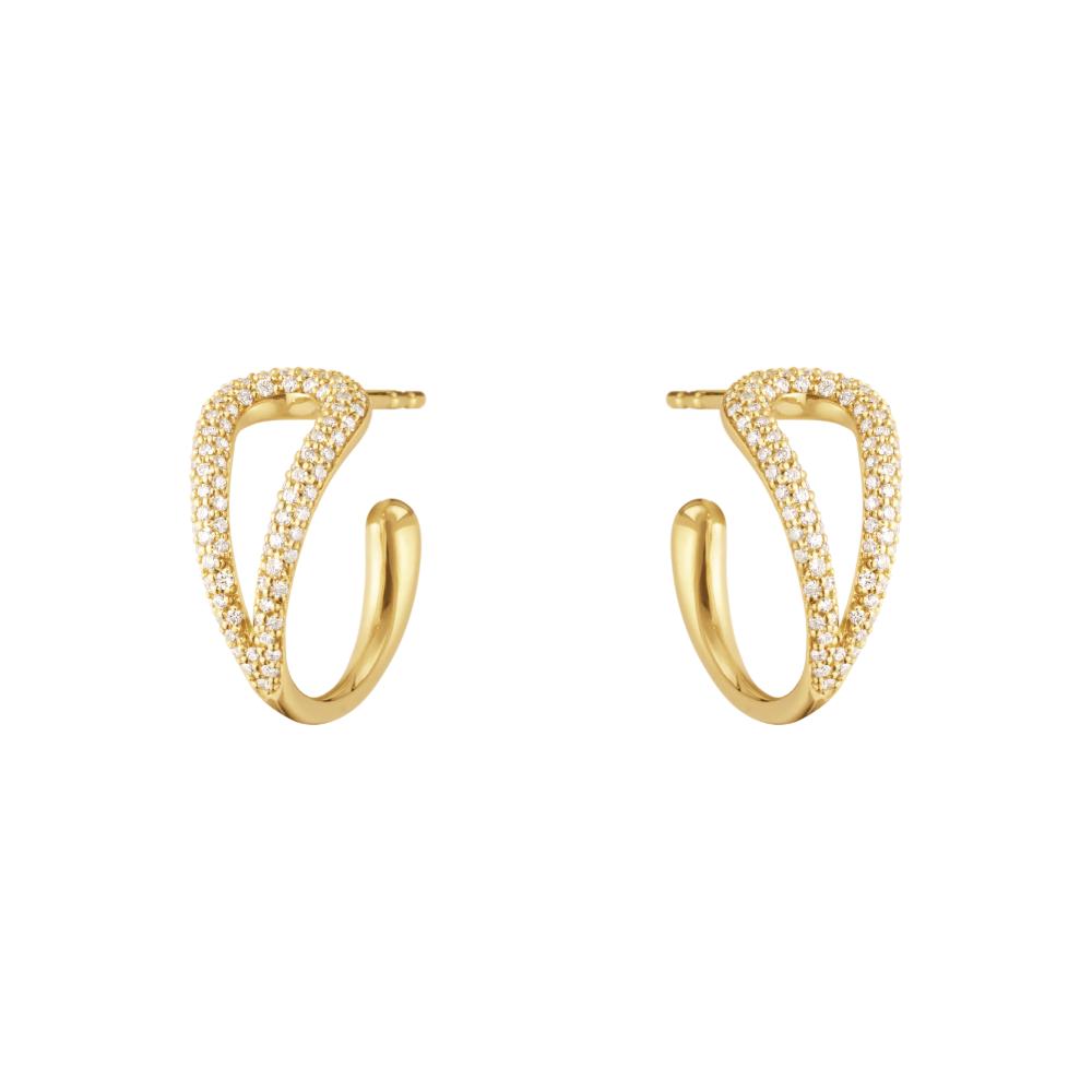 Georg Jensen Mercy Swirl Earhoop Diamond Pave YG