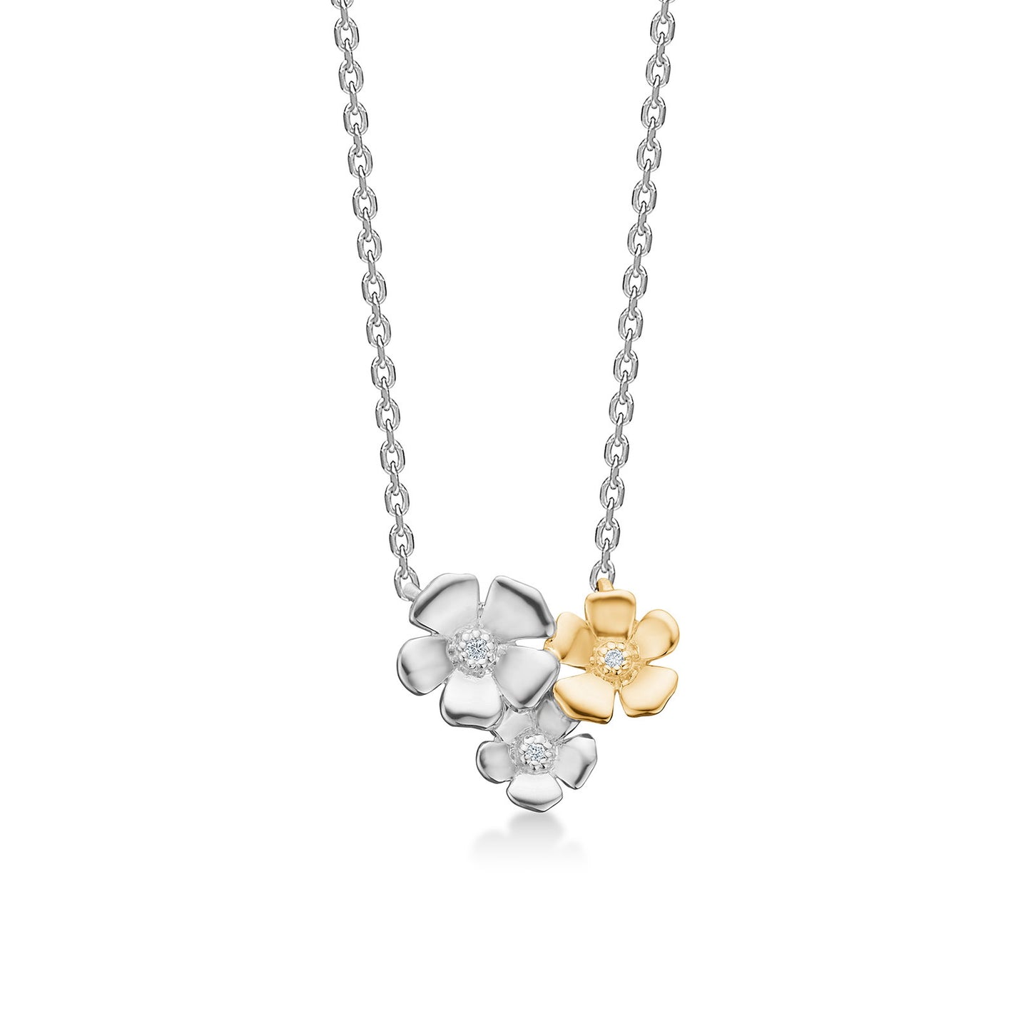 Mads Z Sølv halsk. Fleur m.14 kt.+0,011 ct. W.SI