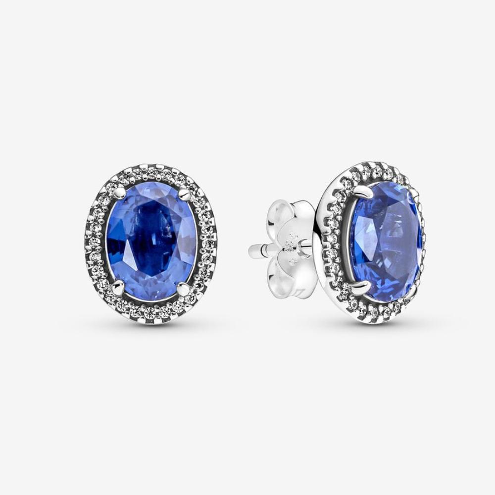 Pandora Sølv Ørestikker m. Prinsess blue crystal og cubic zirconia
