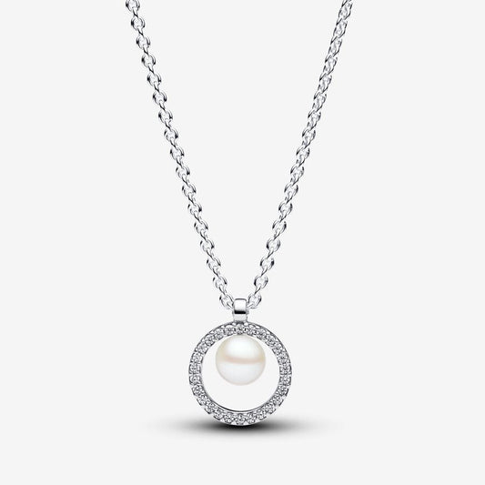 Pandora Behandlet Ferskvandskulturperle & Pavé Collier-Halskæde