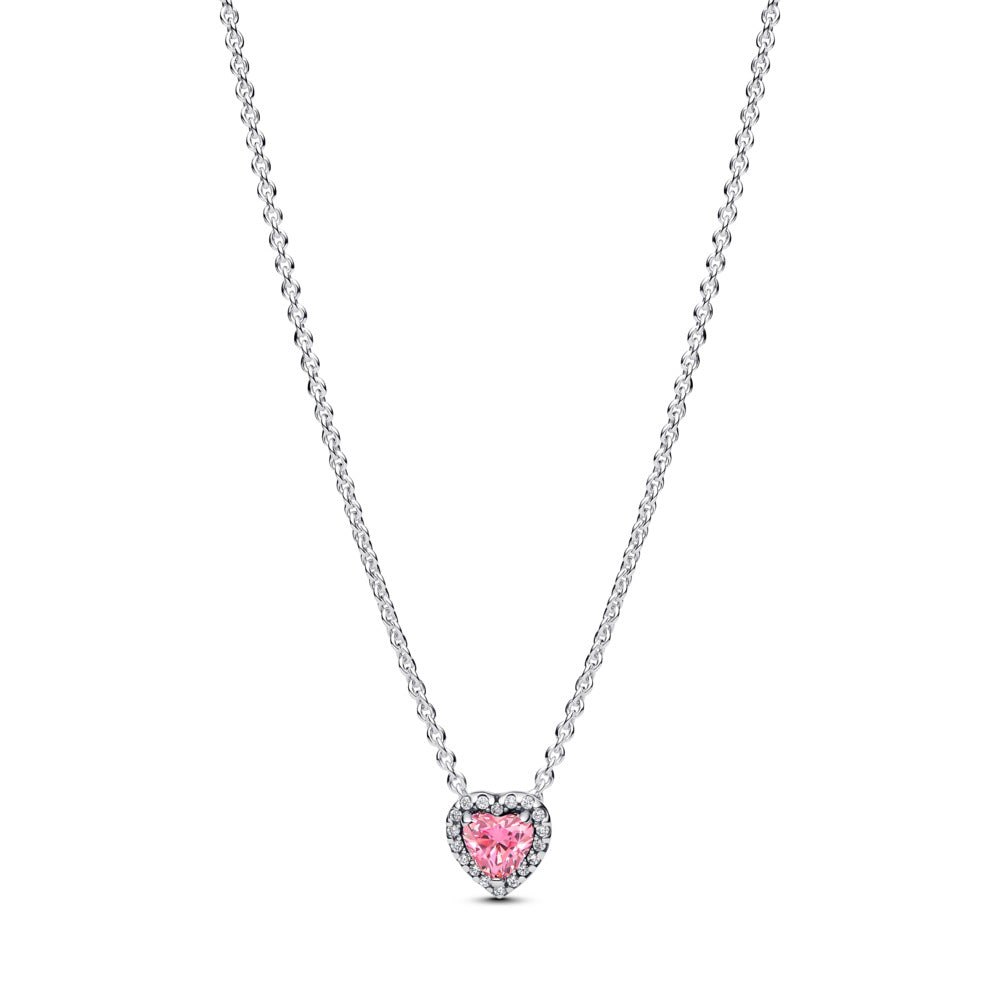 Pandora Pink Elevated Heart halskæde M. vedhæng