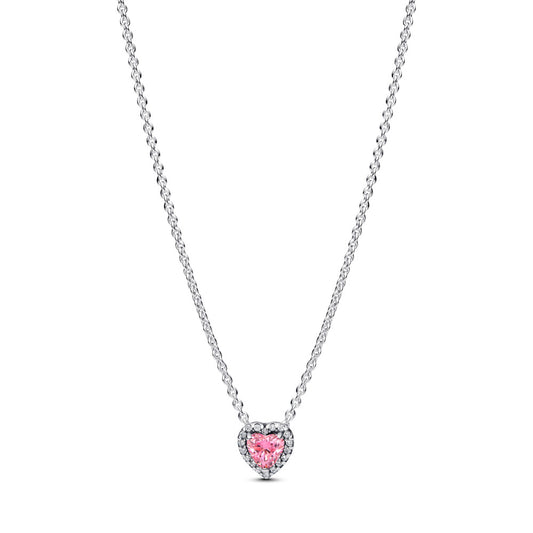 Pandora Pink Elevated Heart halskæde M. vedhæng