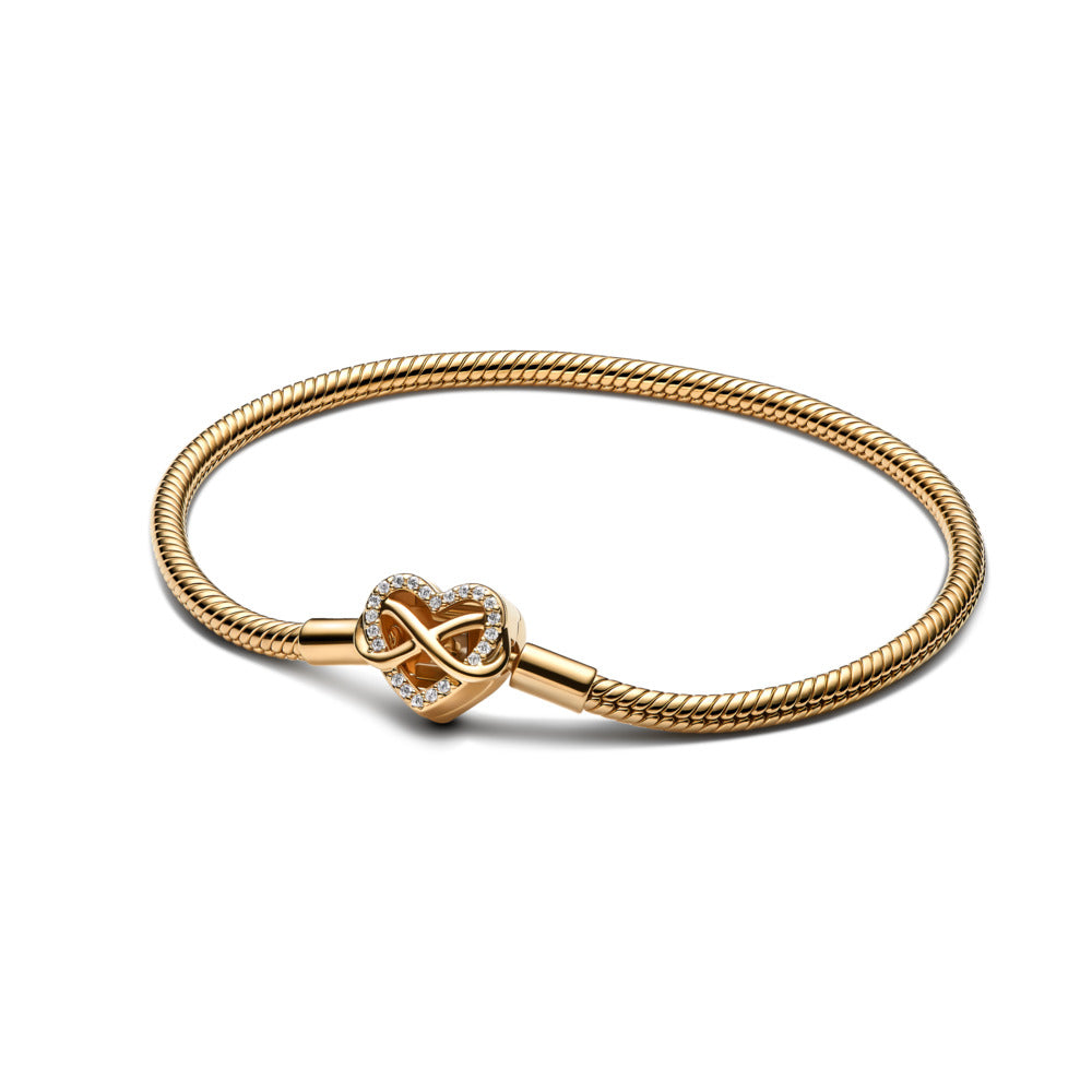 Pandora Sparkling Infinity Heart Clasp Snake Chain armbånd