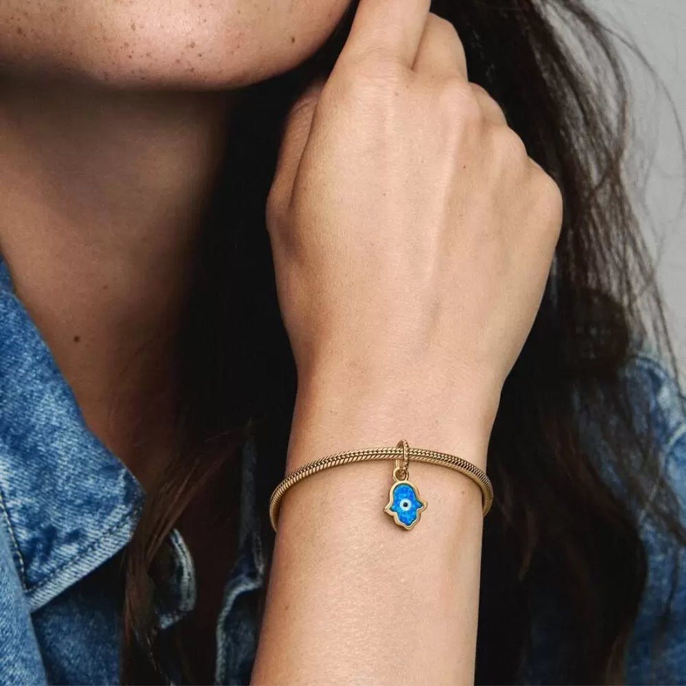 Pandora Opalescent Blå Hamsa Hånd charm med vedhæng