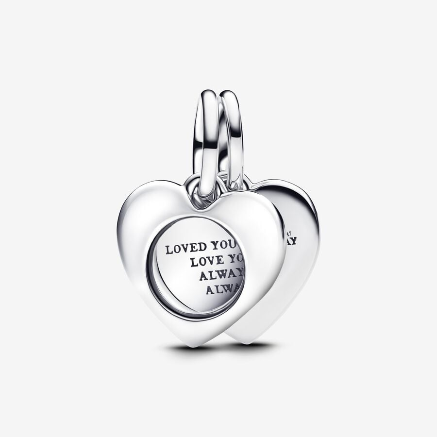 Pandora Indgraverbart Hjerte Forstørrelsesglas Charm med dobbeltvedhæng