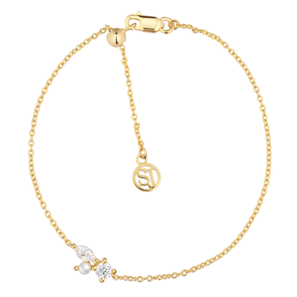 Sif Jakobs Adria Tre Bracelet - Forgyldt sølv - Hvid zirkonia
