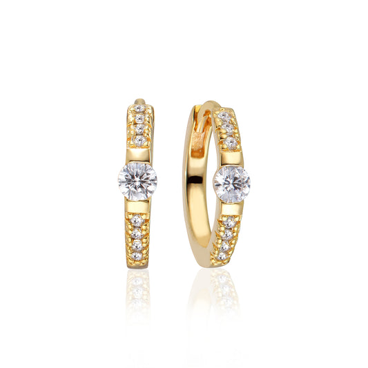 Sif Jakobs Ellera Uno Medio øreringe - Forgyldt sølv - Hvid zirkonia