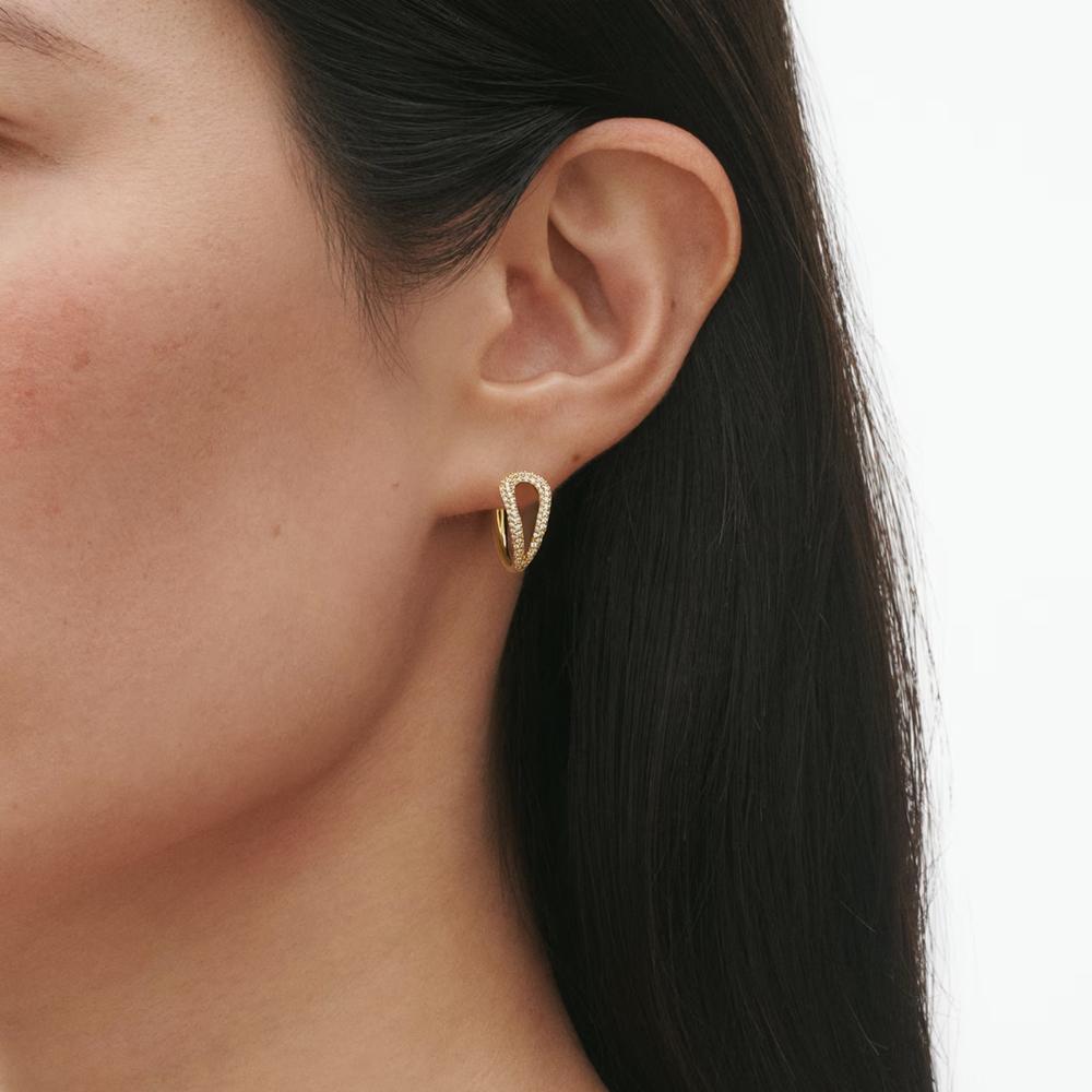 Georg Jensen Mercy Swirl Earhoop Diamond Pave YG