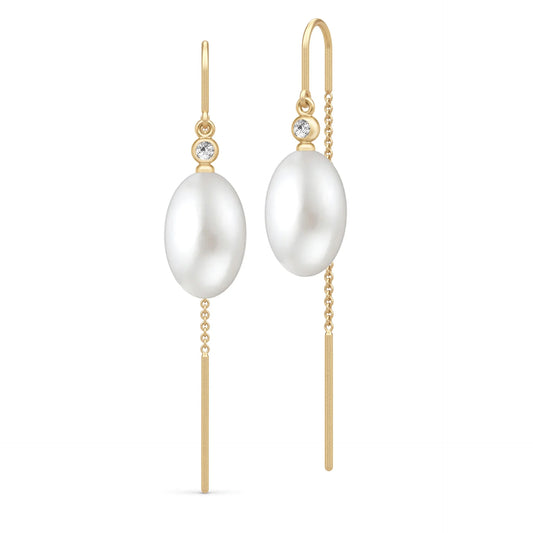 Julie Sandlau Afrodite Chain Earrings White Pearl