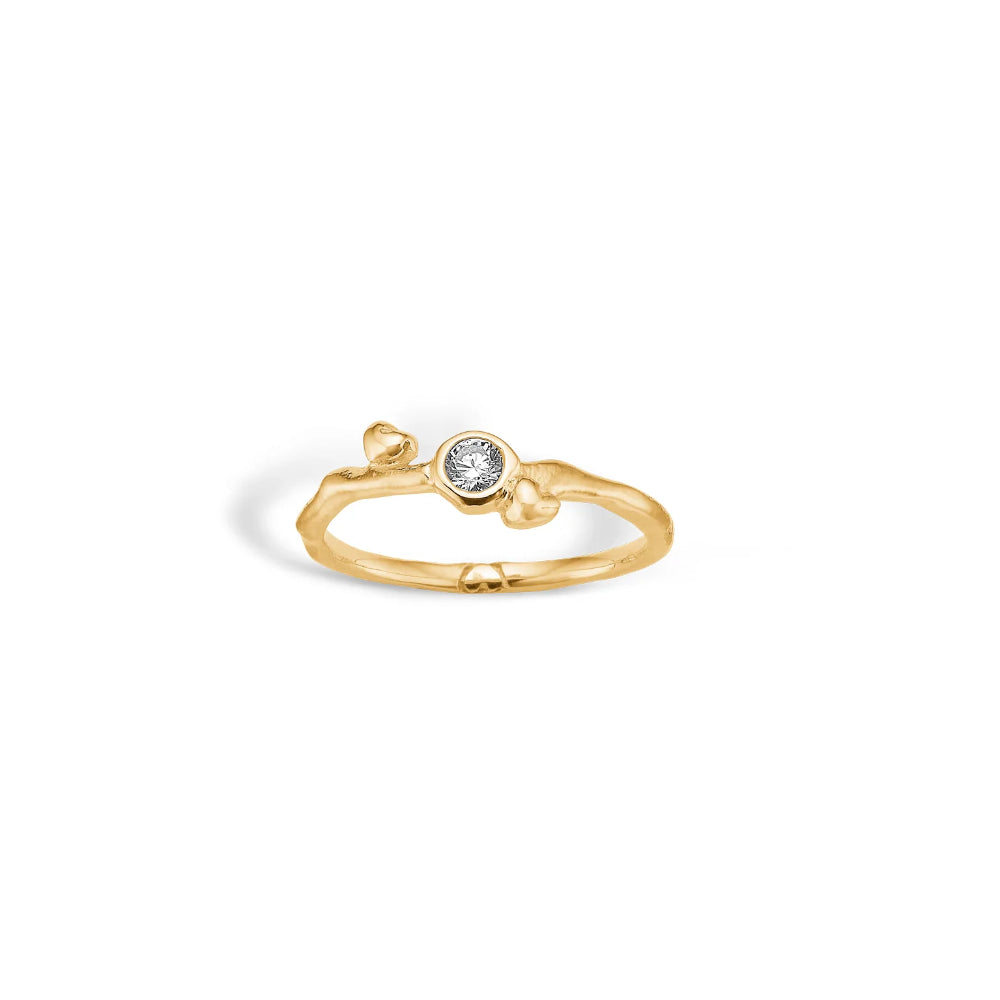 Blossom 9 kt. ring med hjerter og sten