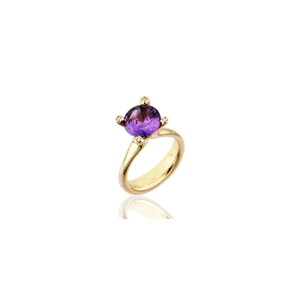 Nuran 14 kt Solitare ring med Ametyst