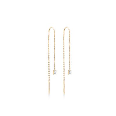 Mads Z Diamond Baguette ørehængere 14 kt med brillant