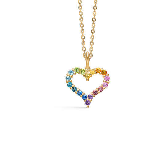 Mads Z Tender Heart Rainbow vedhæng 14 kt med ægte ædelstene