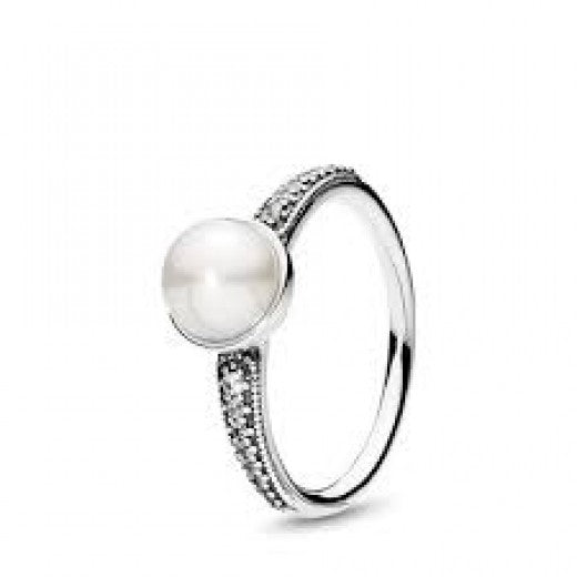Outlet Pandora ring m. perle og zirkonia