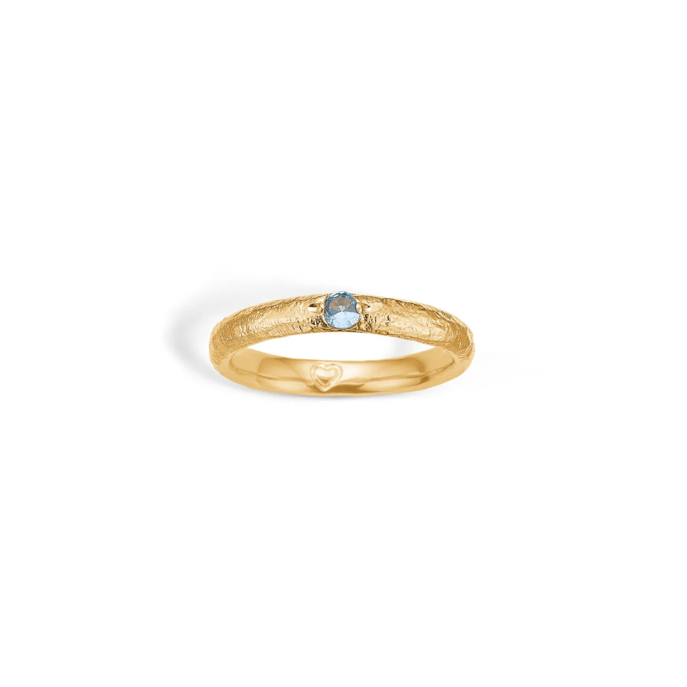 Blossom forgyldt ring med blå sten