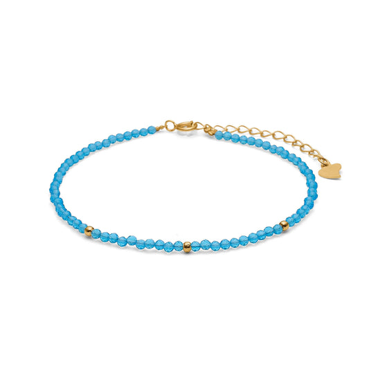 Blossom forgyldt armbånd med blå sten