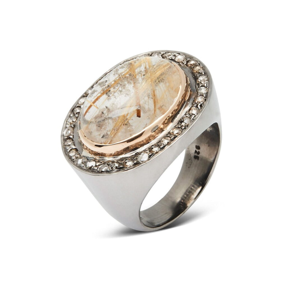By Birdie Atoll Rutile Quartz ring