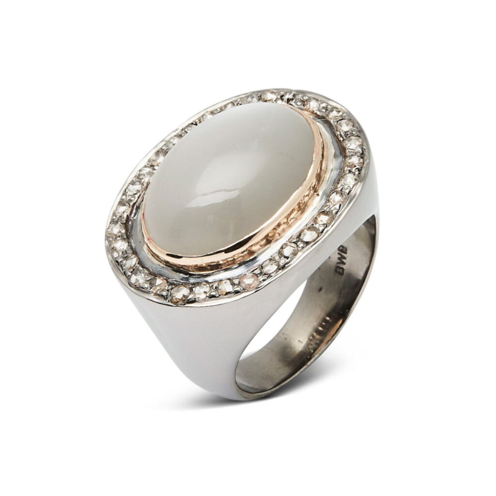 By Birdie Atoll Grey Moon ring