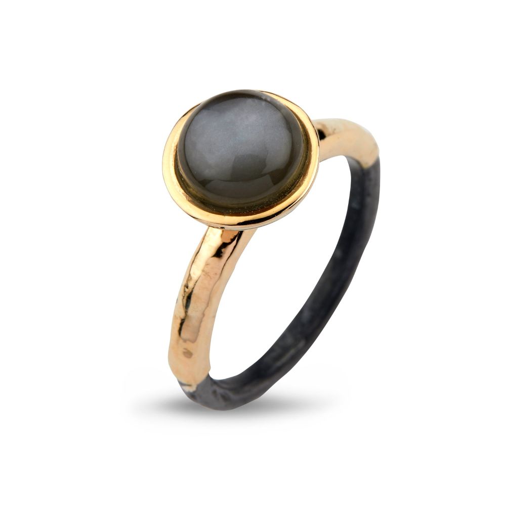 By Birdie Victoria Rose Grey Moon ring