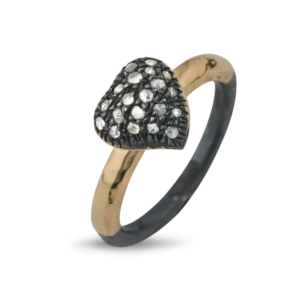 By Birdie Victoria Heart Pavé ring