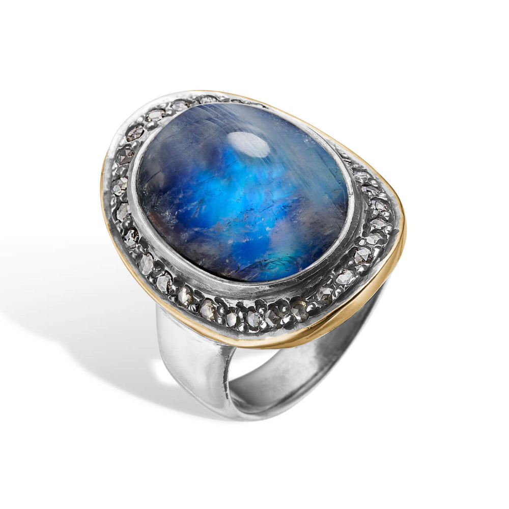 By Birdie Corso boHo Rainbow Moon ring