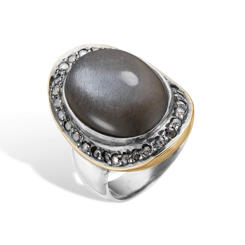 By Birdie Corso boHo Grey Moon ring
