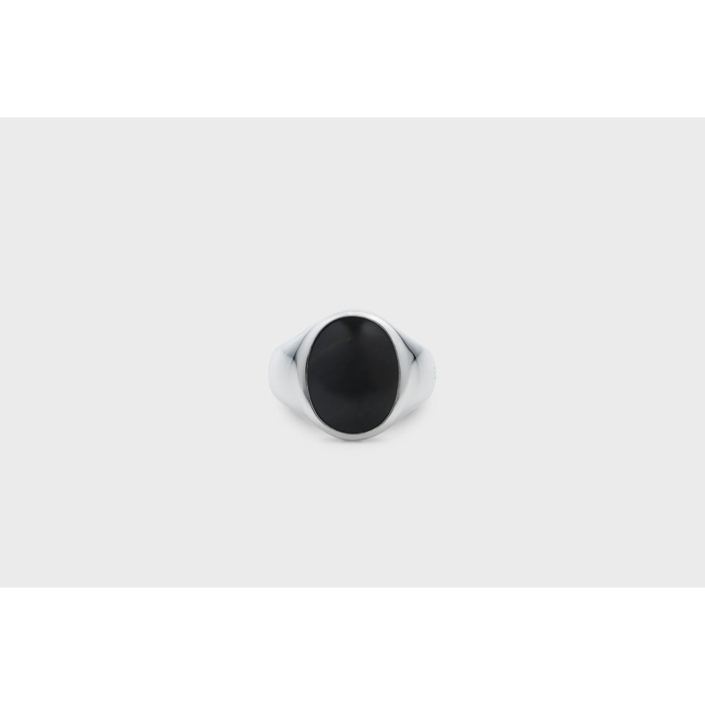 Ix Studios Oval Signet Hawks Eye Silver Ring
