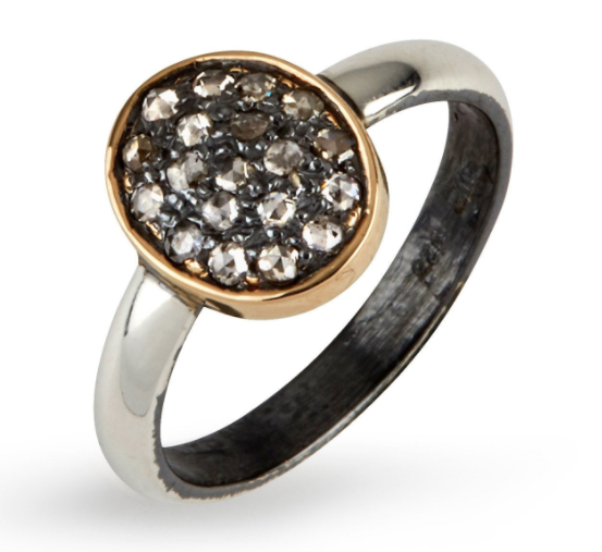 By Birdie Essex Oval Pavé ring