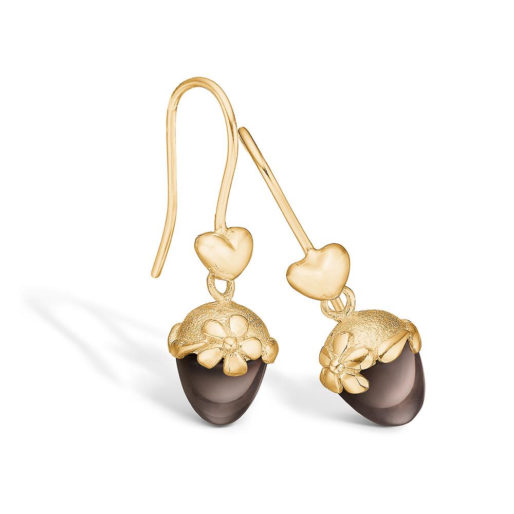 Blossom ørehænger - Røg quartz