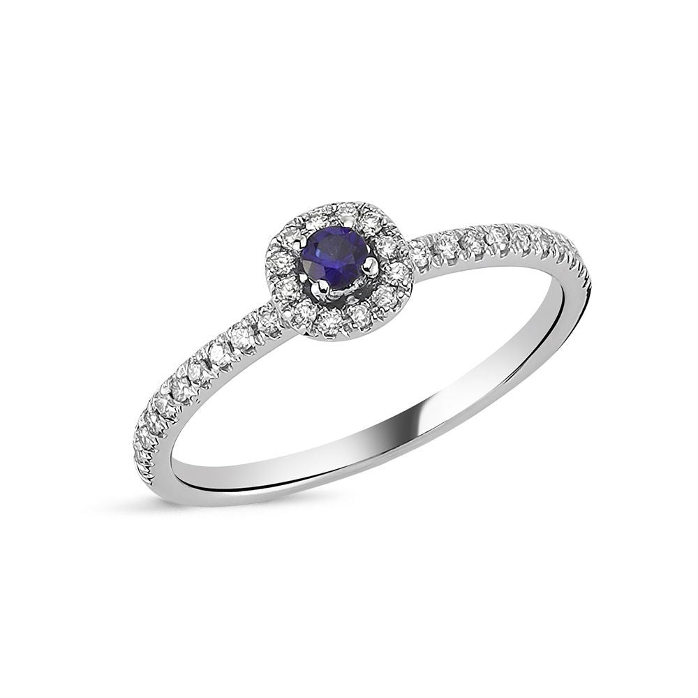 Nuran Sofia ring 0,17ct, Blå Safir, 14kt Hvidguld
