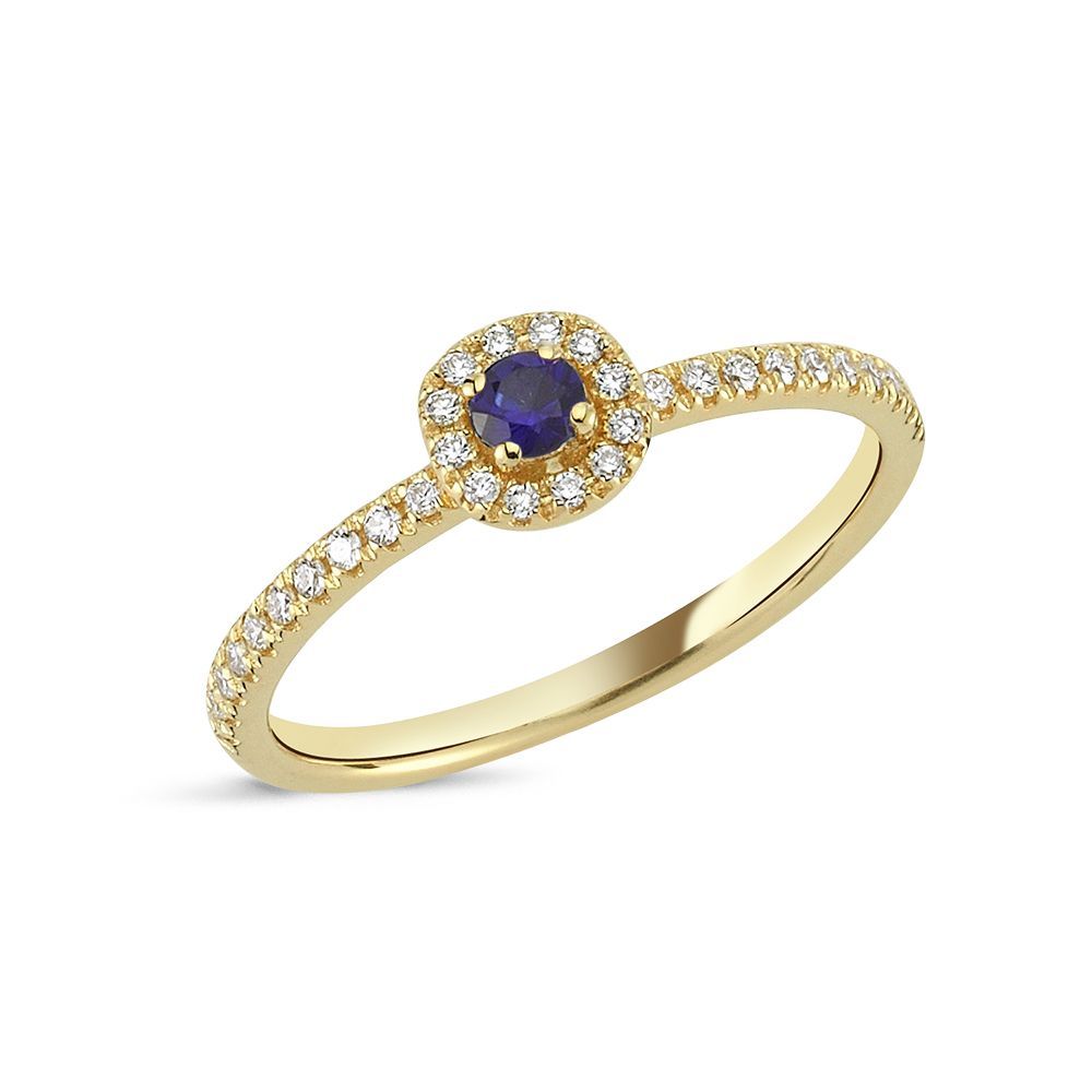 Nuran Sofia ring 0,17ct, Blå Safir, 14kt Rødguld