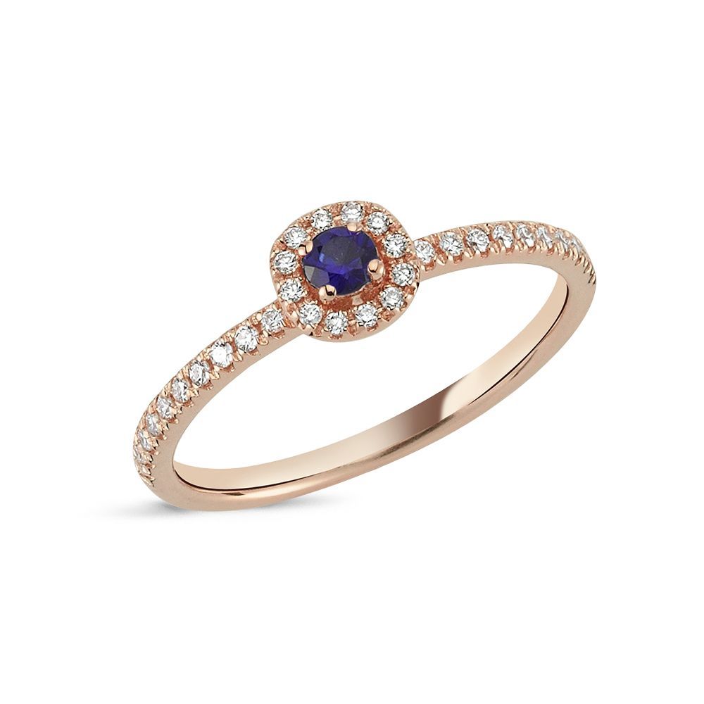 Nuran Sofia ring 0,17ct, Blå Safir, 14kt Rosaguld