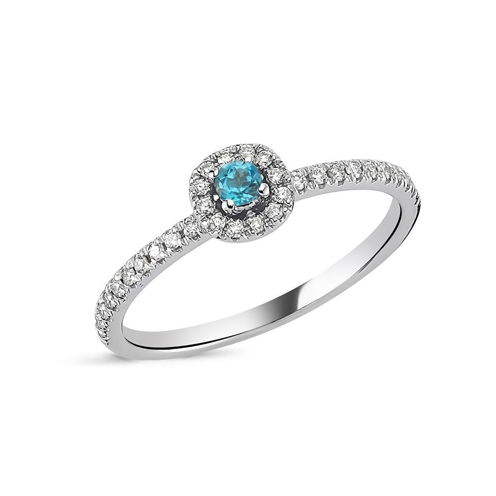 Nuran Sofia ring 0,17ct, Blå Topas, 14kt Hvidguld
