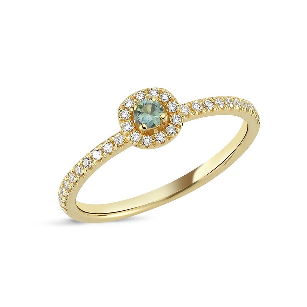 Nuran Sofia ring 0,17ct, Grøn Safir, 14kt Rødguld