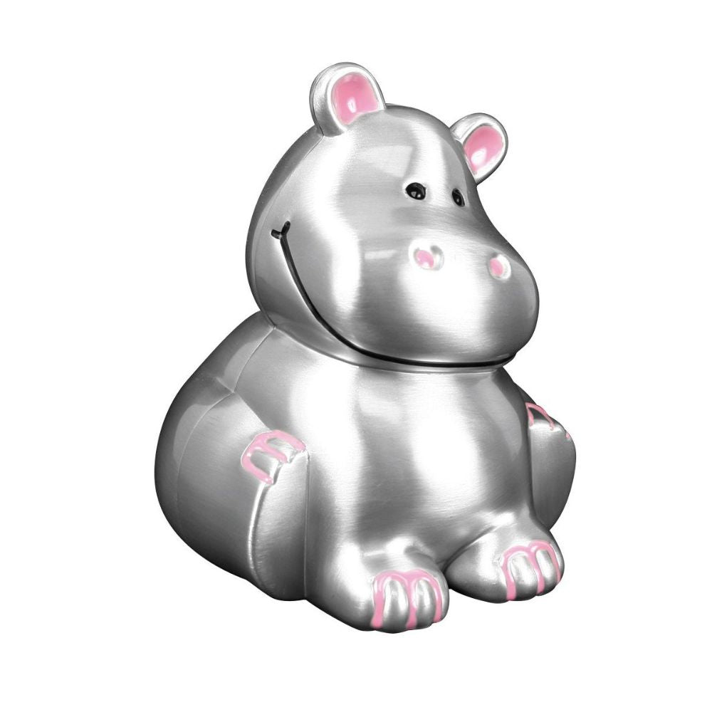 Sparebøsse Flodhest med lyserød emalje Fortinnet 152-76204