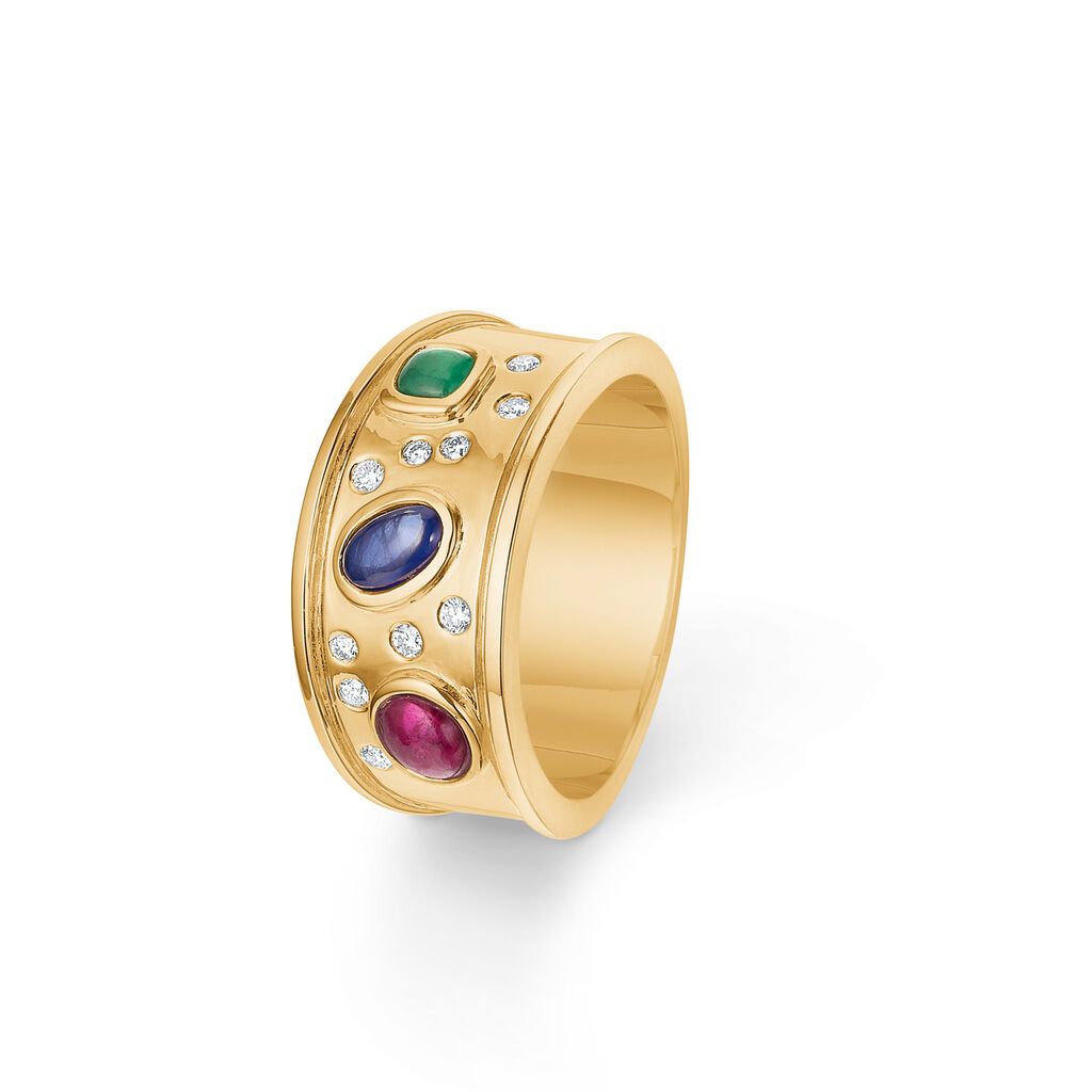 Mads Z King ring 14 kt. med brillanter og farvet sten