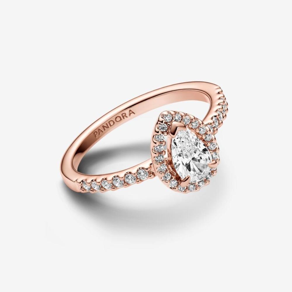 Pandora Forgyldt rosegold ring med cubic zirkonia