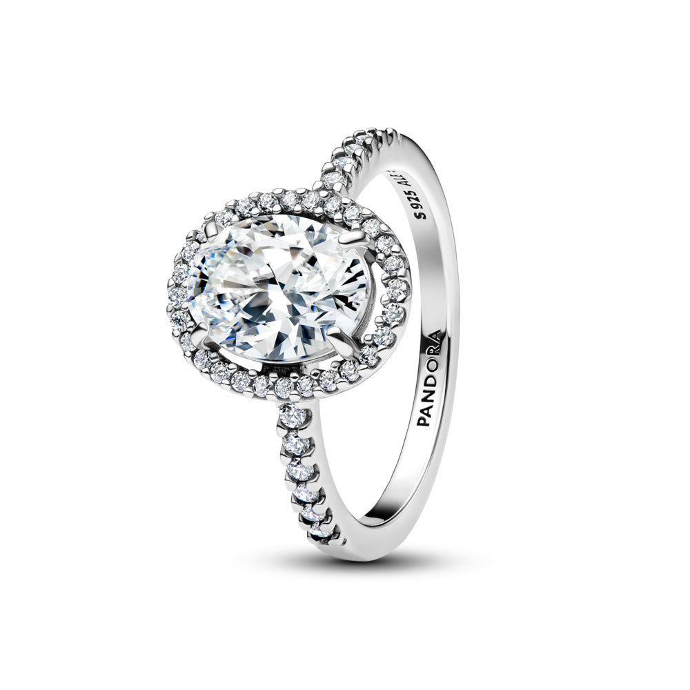 Pandora Oval Sparkling Halo Statement ring