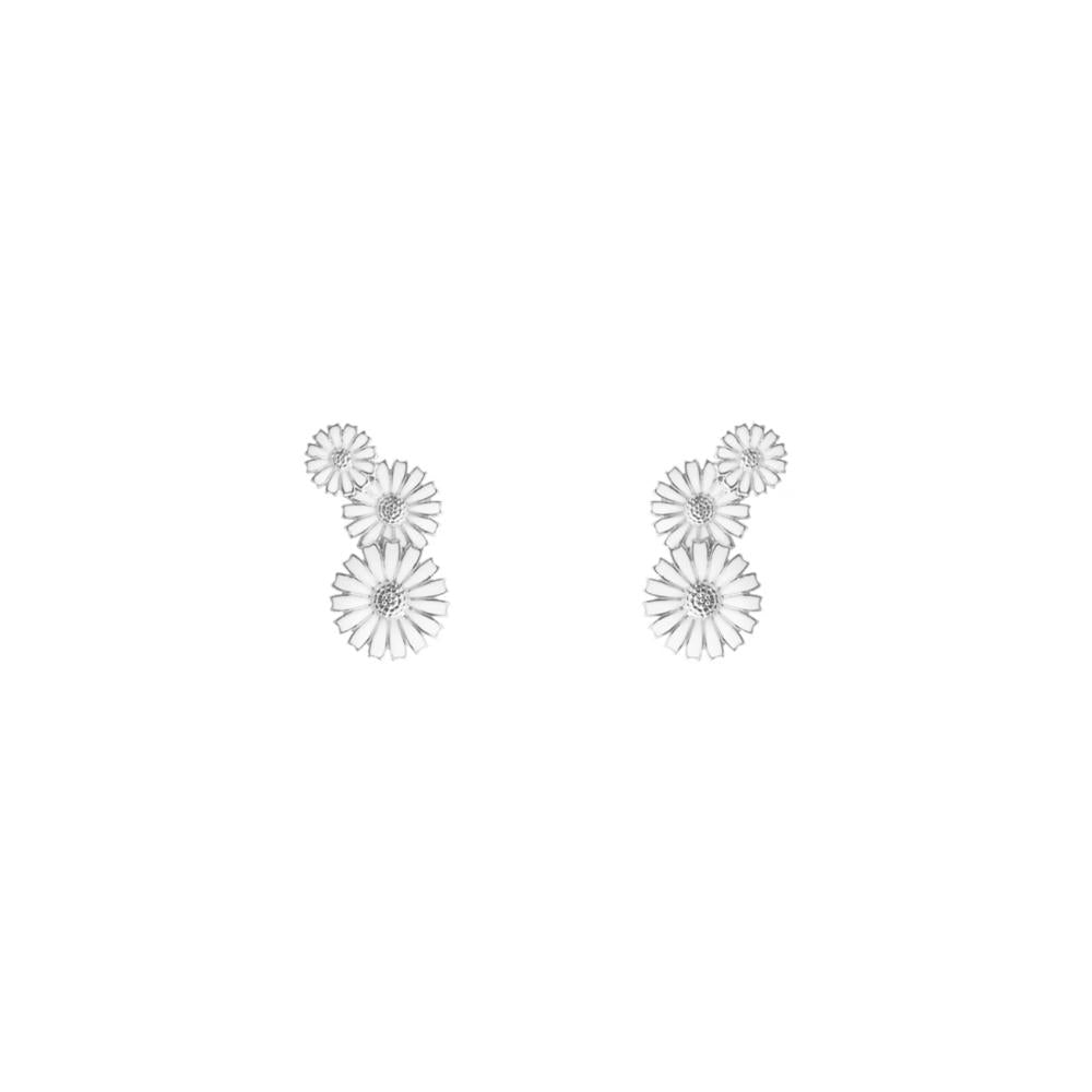 Georg Jensen Daisy 3 Flower Layred Earring silver