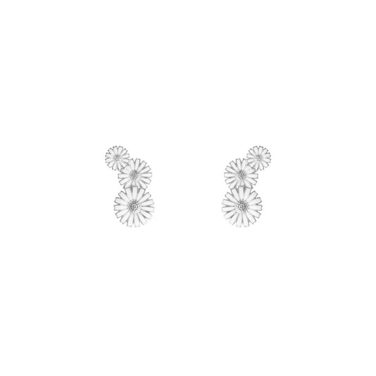 Georg Jensen Daisy 3 Flower Layred Earring silver
