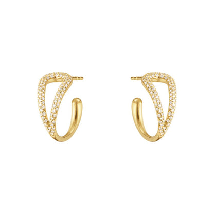 Georg Jensen Mercy Swirl Earhoop Diamond Pave YG