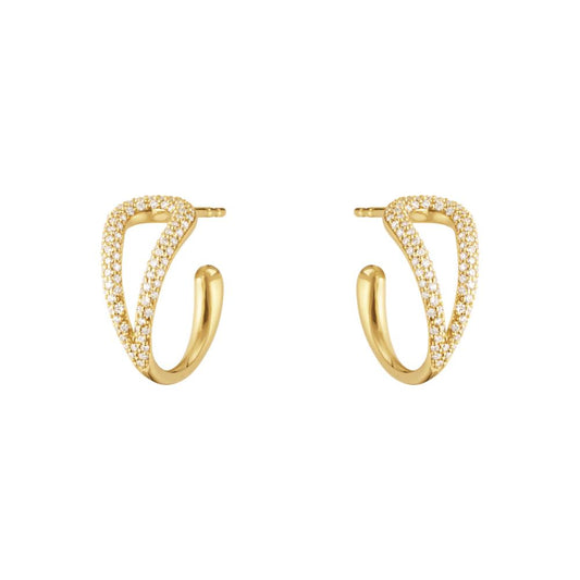 Georg Jensen Mercy Swirl Earhoop Diamond Pave YG