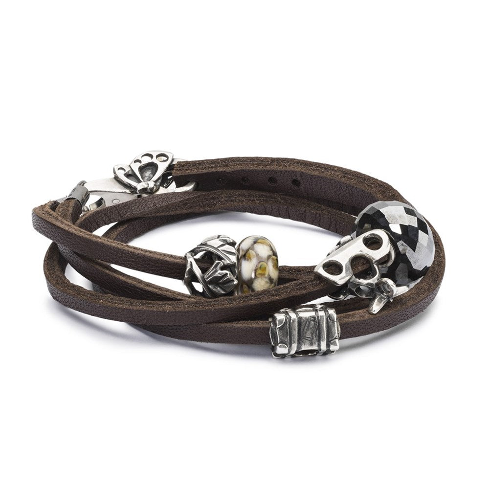 Trollbeads, Armbånd, Brun læder/sølv uden lås